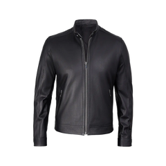Men's Premium Black Cafe Racer Leather Jacket