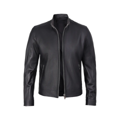 Men's Premium Black Cafe Racer Leather Jacket