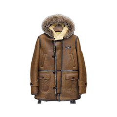 Men's RAF B3 Bomber Flight Aviator Shearling Sheep Skin Leather Jacket Coat