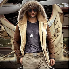 Men's RAF B3 Bomber Flight Aviator Shearling Sheep Skin Leather Jacket Coat
