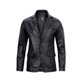 Men's Real Lambskin Black Leather Blazer Jacket