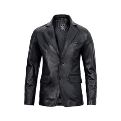Men's Real Lambskin Black Leather Blazer Jacket