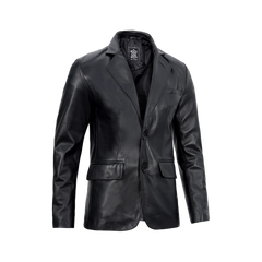 Men's Real Lambskin Black Leather Blazer Jacket