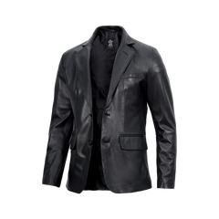 Men's Real Lambskin Black Leather Blazer Jacket