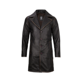 Men's Real Leather 3 4 Length Dark Brown Car Coat