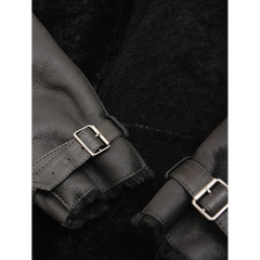 Men’s Sheepskin Biker Jacket In Black