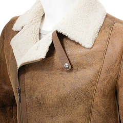 Men’s Sheepskin Biker Jacket In Brown