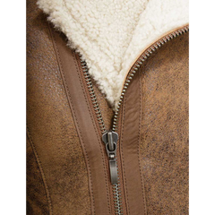 Men’s Sheepskin Biker Jacket In Brown