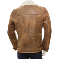 Men’s Sheepskin Biker Jacket In Brown