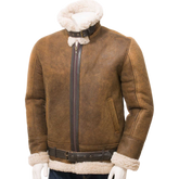 Men’s Tan Sheepskin Aviator Jacket