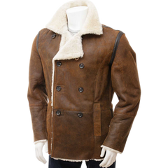 Men’s Tan Sheepskin Peacoat