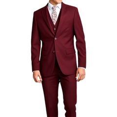 Men's Three-Piece Slim Fit Maroon Suit - Wedding Suit for Men