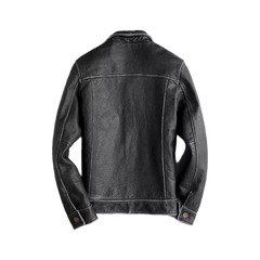 Men's Trucker Black Real Genuine Leather Biker Cafe Racer Vintage Jacket