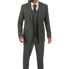 Men's Vintage 3-Piece Grey Tweed Suit for Prom