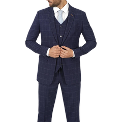 Men's Vintage 3-Piece Navy Blue Prom Suit - Wedding Suit