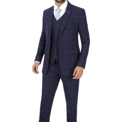 Men's Vintage 3-Piece Navy Blue Prom Suit - Wedding Suit