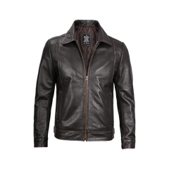 Men's Vintage Dark Brown Distressed Leather Jacket