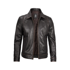 Men's Vintage Dark Brown Distressed Leather Jacket