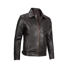 Men's Vintage Dark Brown Distressed Leather Jacket