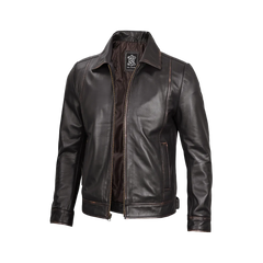 Men's Vintage Dark Brown Distressed Leather Jacket