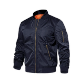 Men's Windproof Navy Blue Bomber Jacket