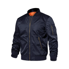 Men's Windproof Navy Blue Bomber Jacket
