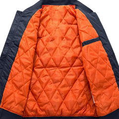 Men's Windproof Navy Blue Bomber Jacket