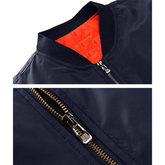 Men's Windproof Navy Blue Bomber Jacket