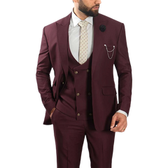 Morgan Burgundy Three Piece Suit For Men