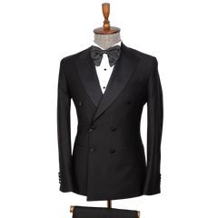 Murrin Men's Double Breasted Two Piece Black Tuxedo