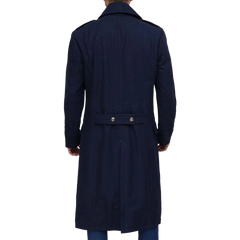 Navy Blue Men's Wool Overcoat - Military Long Coat