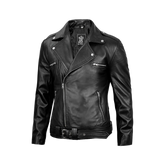 Negan Men's Black Leather Biker Jacket