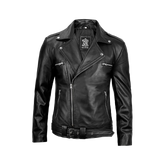 Negan Men's Black Leather Biker Jacket