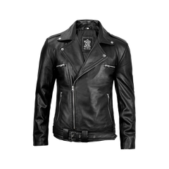 Negan Men's Black Leather Biker Jacket