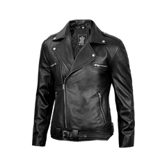 Negan Men's Black Leather Biker Jacket