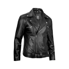 Negan Men's Black Leather Biker Jacket