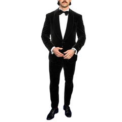 Neil Men's Black Velvet Tuxedo with Shawl Lapel