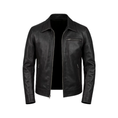 Neville Men's Harrington Style Black Leather Jacket