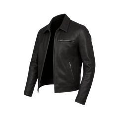 Neville Men's Harrington Style Black Leather Jacket