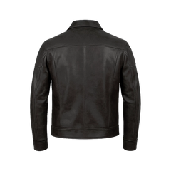 Neville Men's Harrington Style Black Leather Jacket