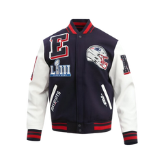 New England Patriots Mashup Men's Rib Wool Varsity Jacket