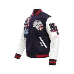 New England Patriots Mashup Men's Rib Wool Varsity Jacket