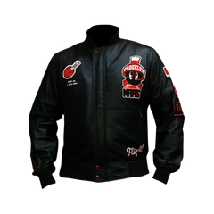 Men's Martian Air Jordan WB Marvin Black Bomber Leather Jacket