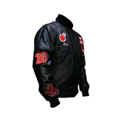Men's Martian Air Jordan WB Marvin Black Bomber Leather Jacket