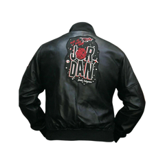 Men's Martian Air Jordan WB Marvin Black Bomber Leather Jacket