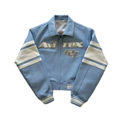 Women's Avirex Cropped Carolina Blue Leather Jacket NWT