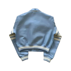 Women's Avirex Cropped Carolina Blue Leather Jacket NWT