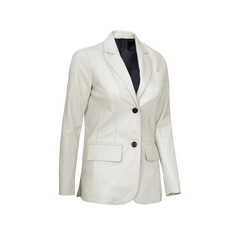 Off White Two Button Women's Real Leather Blazer