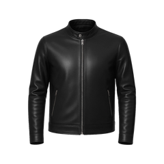 Owen Men's Black Real Leather Cafe Racer Jacket