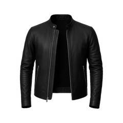 Owen Men's Black Real Leather Cafe Racer Jacket
